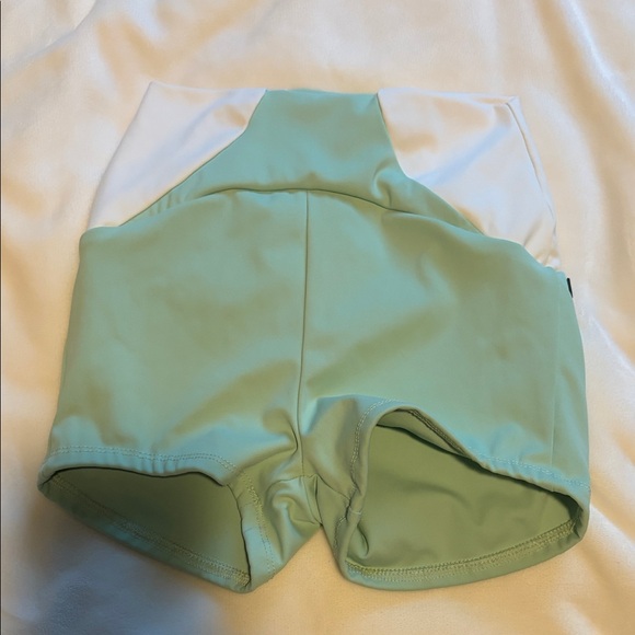 Tiger Friday Pants - Tiger Friday AXS High-Rise Women's Athletic Shorts in Mint Green and White